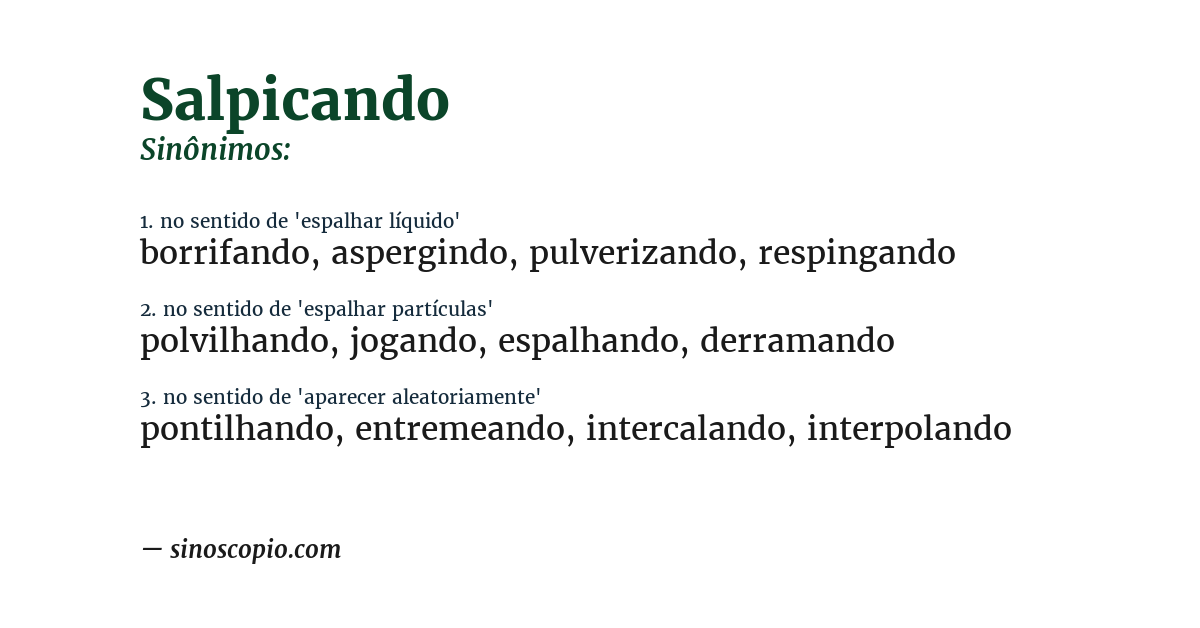 Sinônimo de salpicando