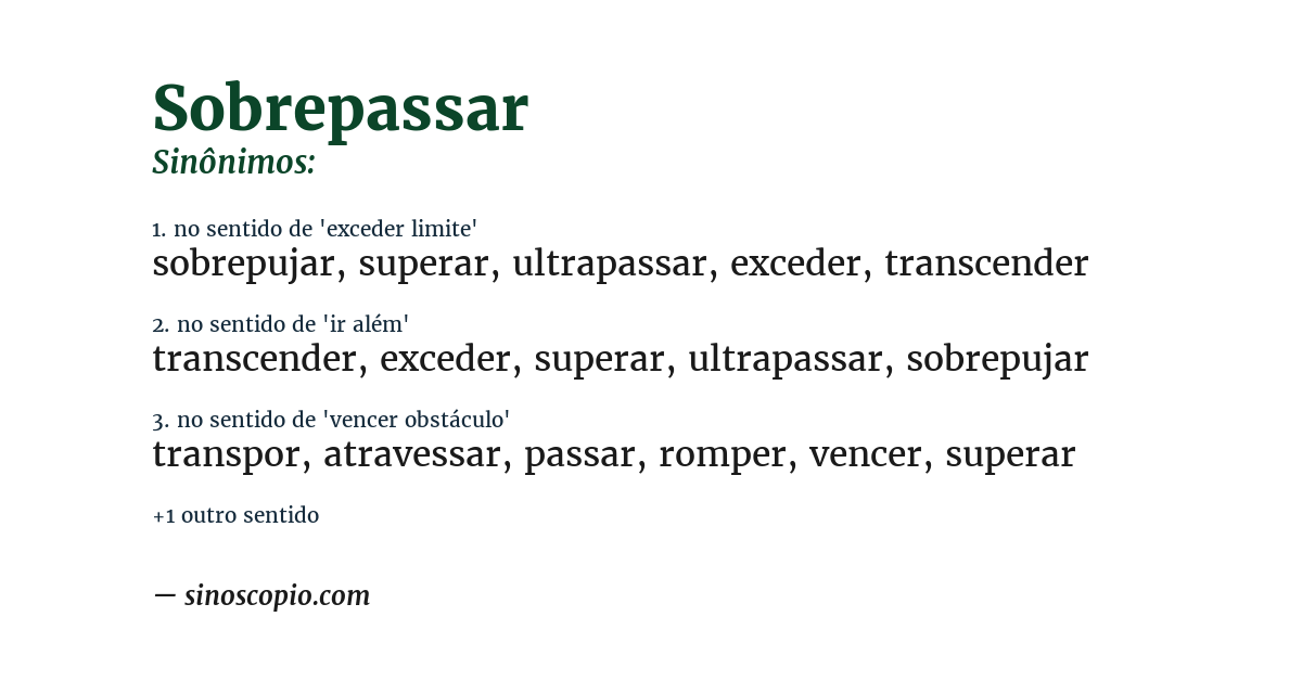 Sinônimo de sobrepassar
