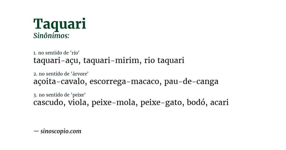 Sinônimo de taquari