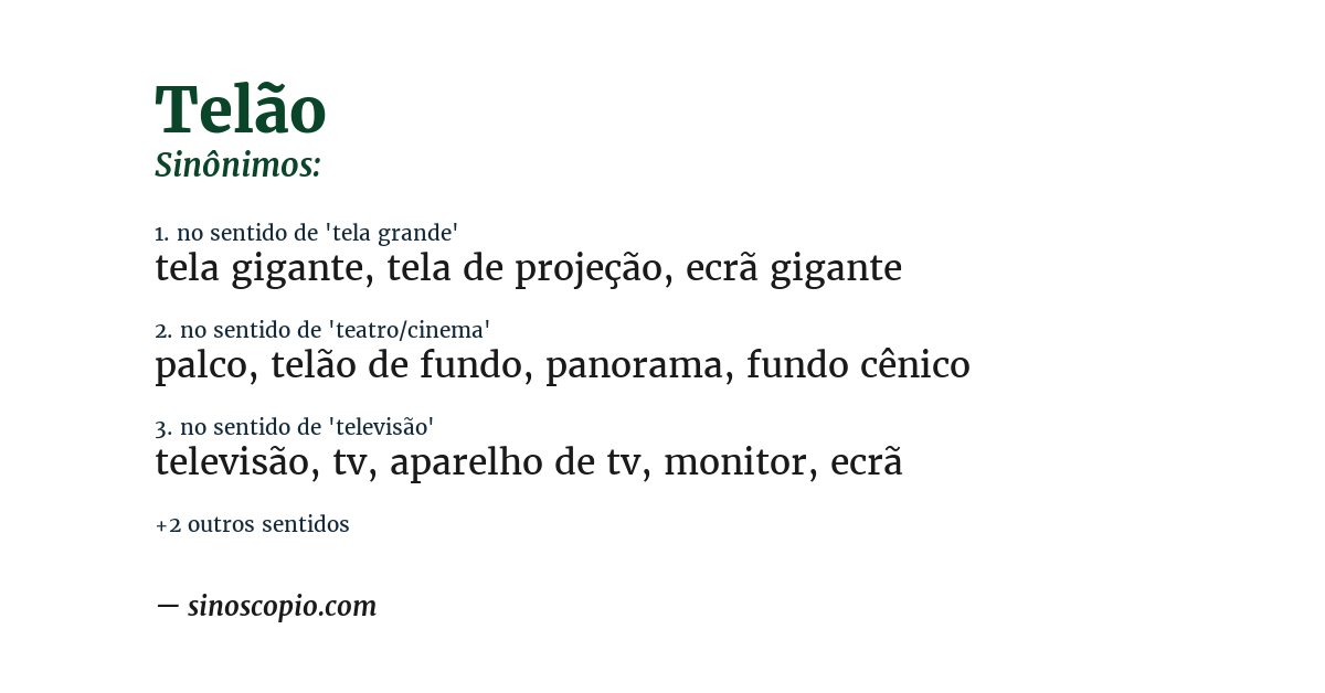 Sinônimo de telão