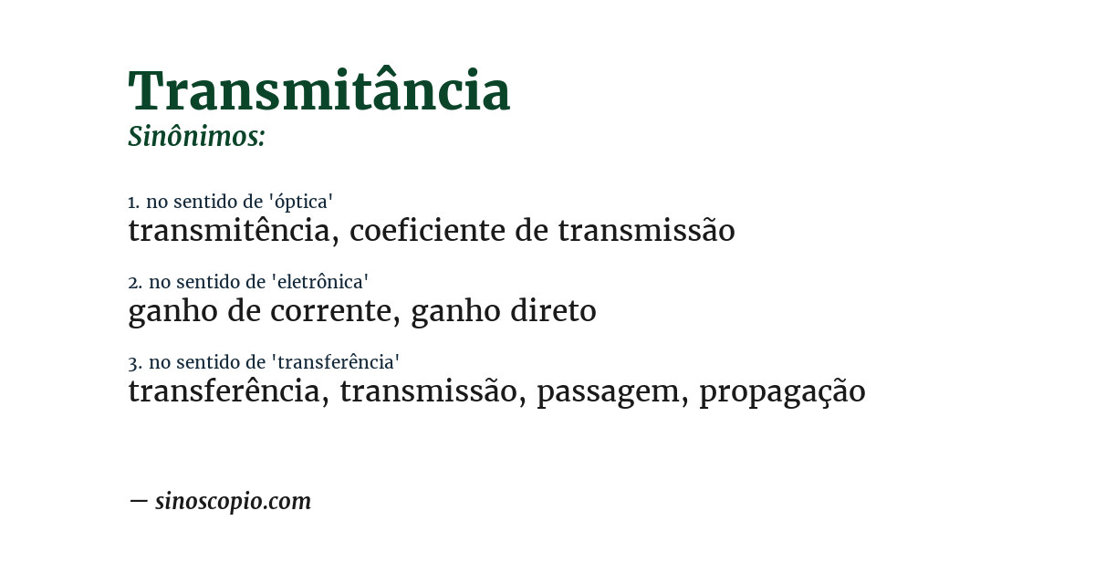 Sinônimo de transmitância