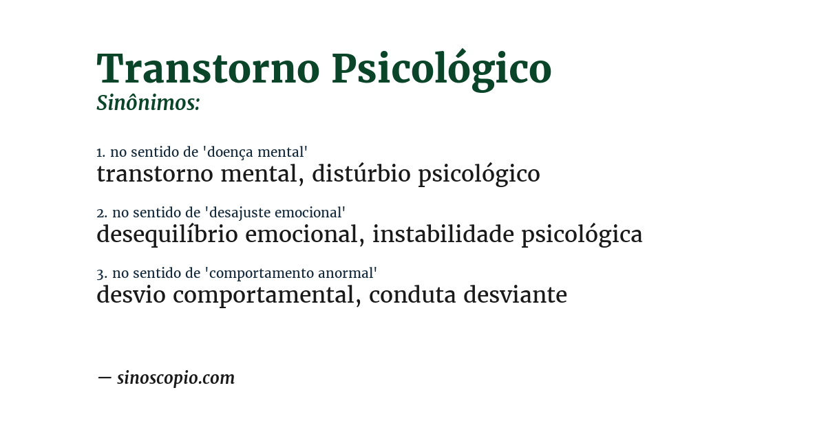 Sinônimo de transtorno psicológico