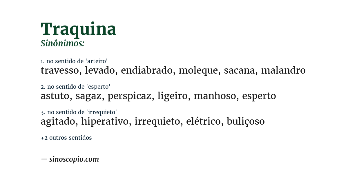 Sinônimo de traquina