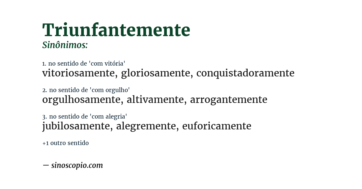 Sinônimo de triunfantemente