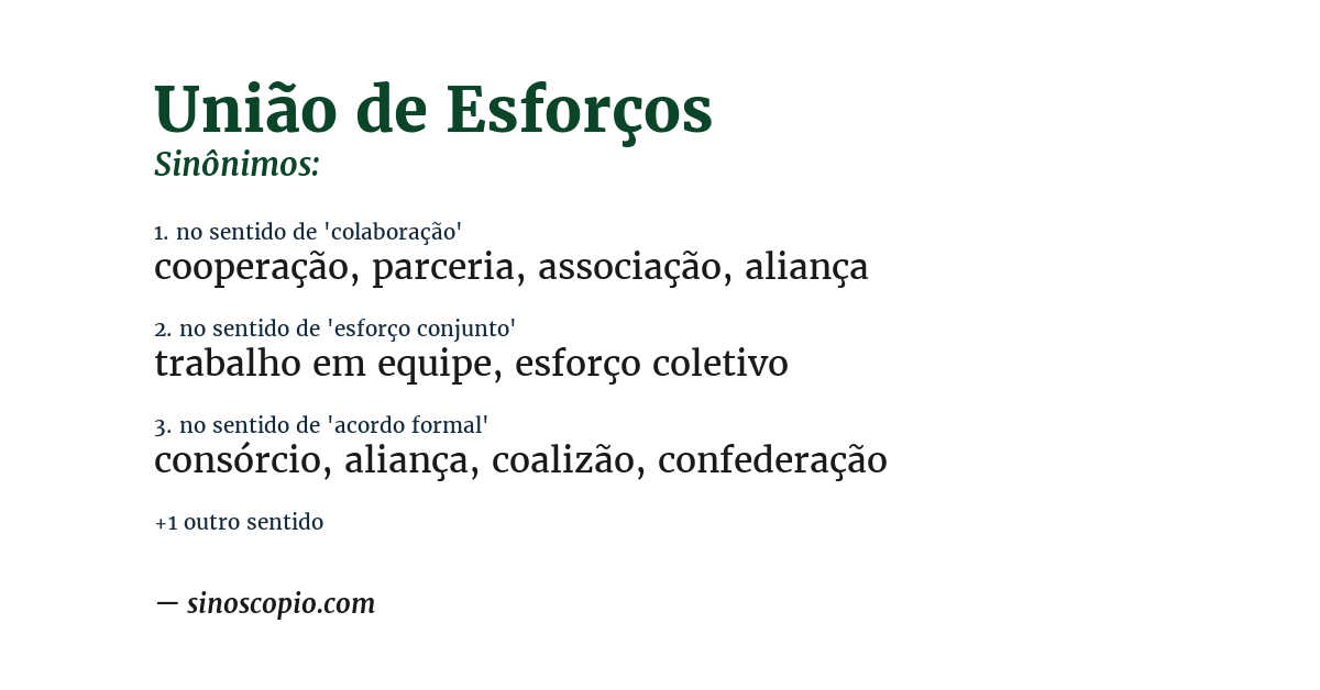 Sinônimo de união de esforços