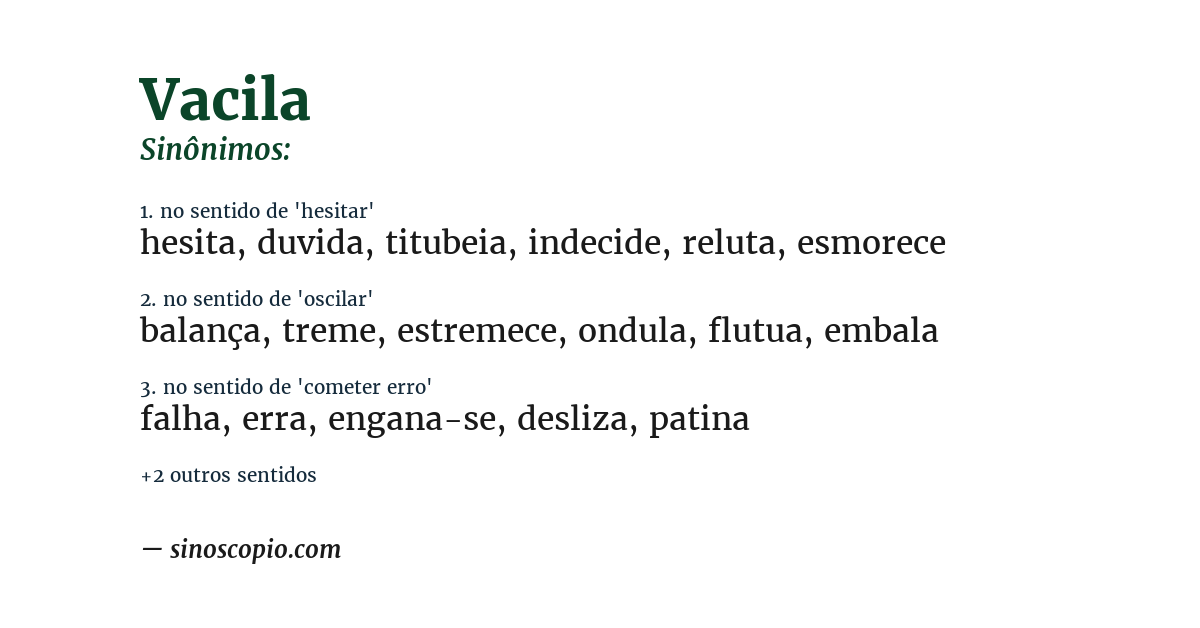 Sinônimo de vacila