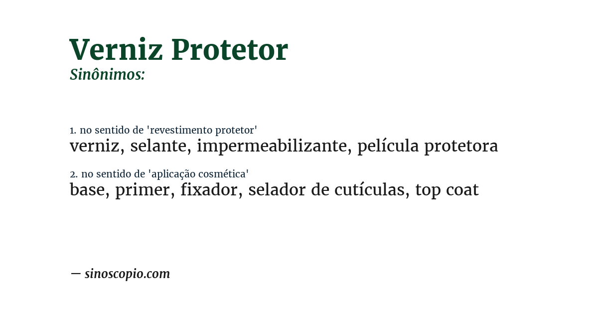 Sinônimo de verniz protetor