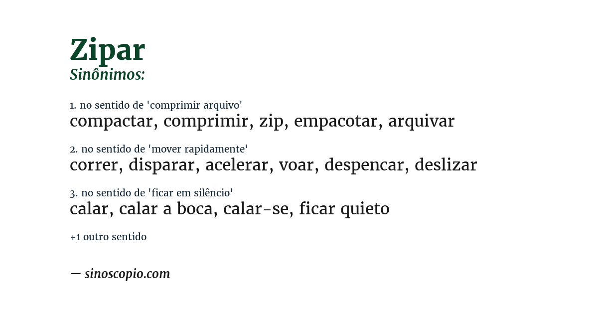 Sinônimo de zipar