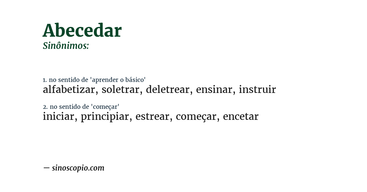 Sinônimo de abecedar