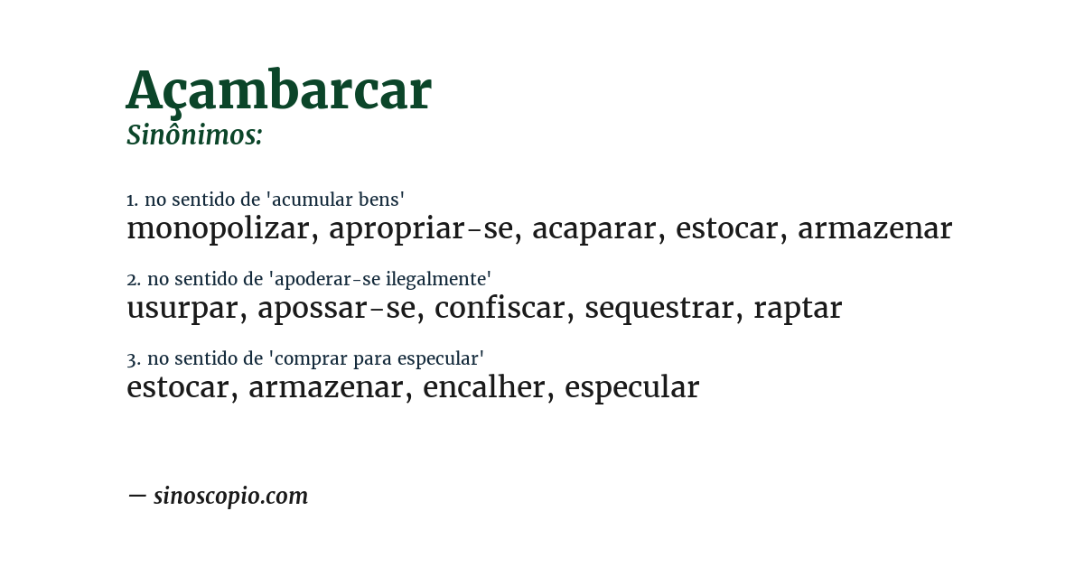 Sinônimo de açambarcar