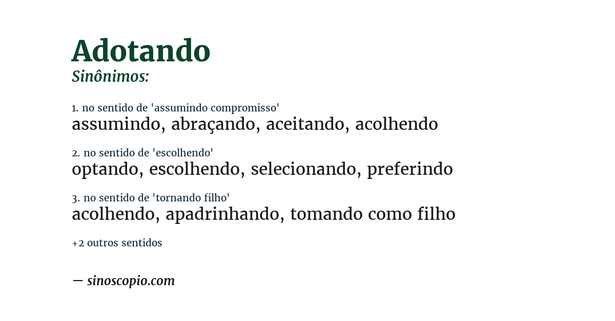 Sinônimo de adotando