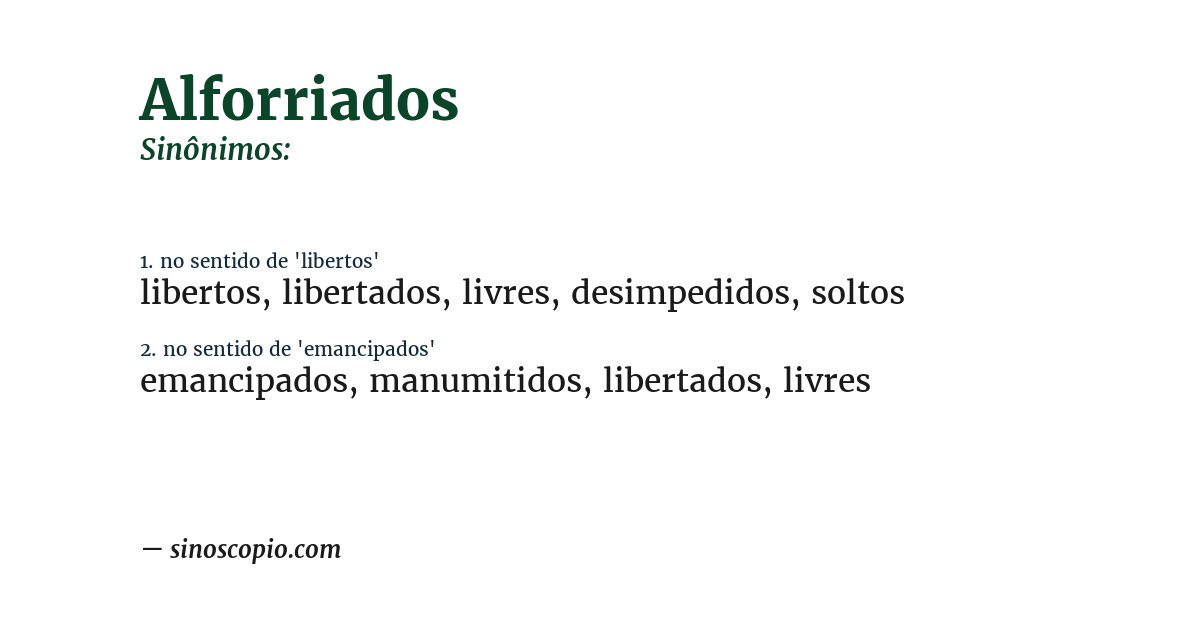 Sinônimo de alforriados