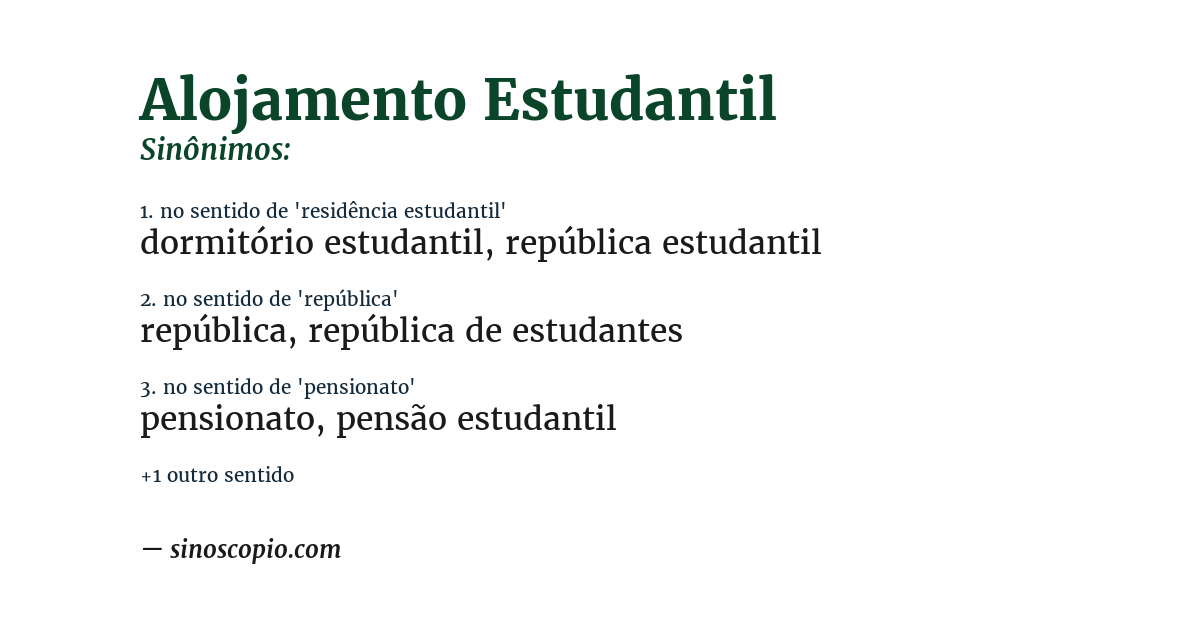 Sinônimo de alojamento estudantil