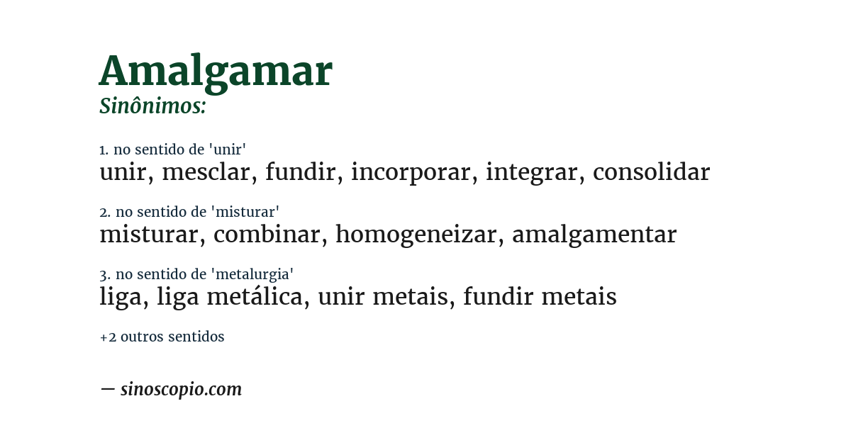 Sinônimo de amalgamar