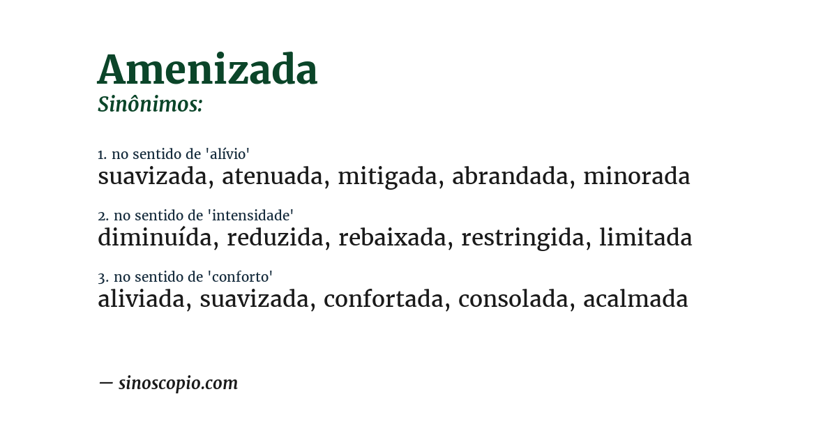 Sinônimo de amenizada