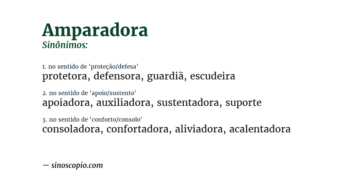 Sinônimo de amparadora