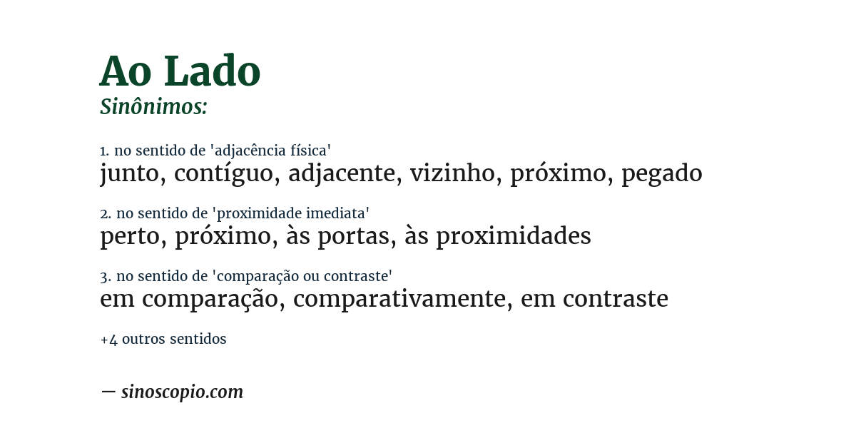 Sinônimo de ao lado