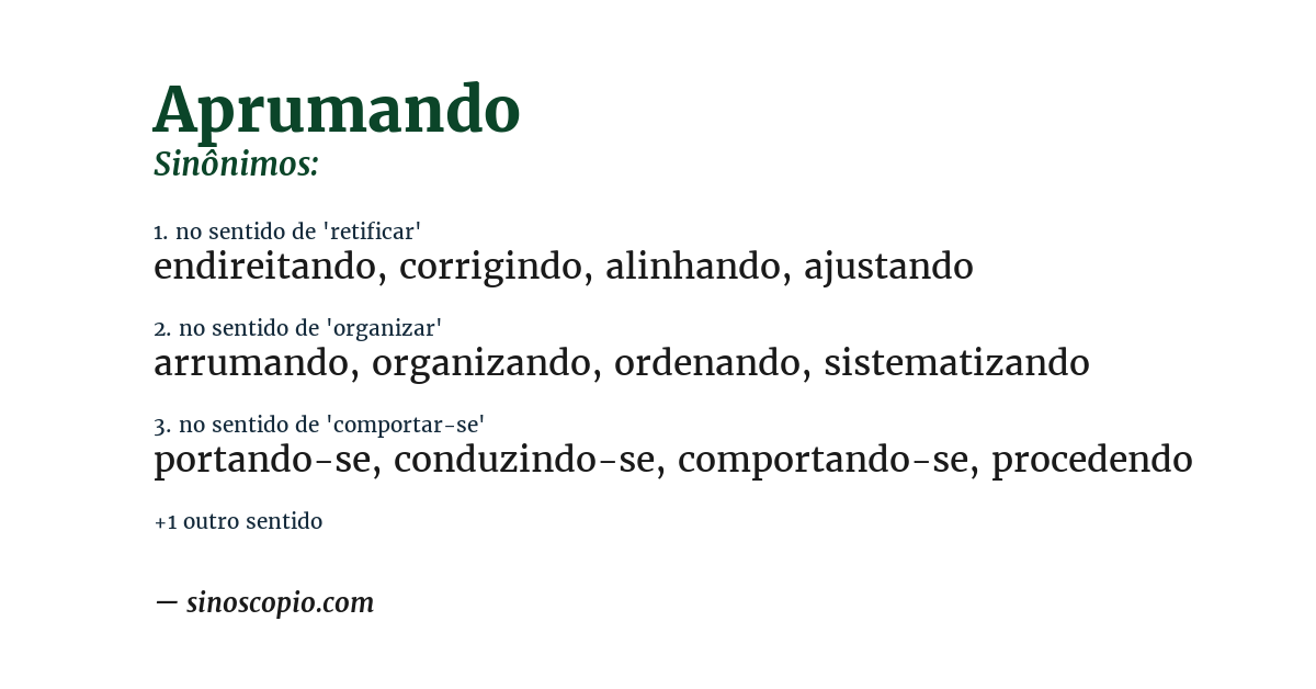 Sinônimo de aprumando