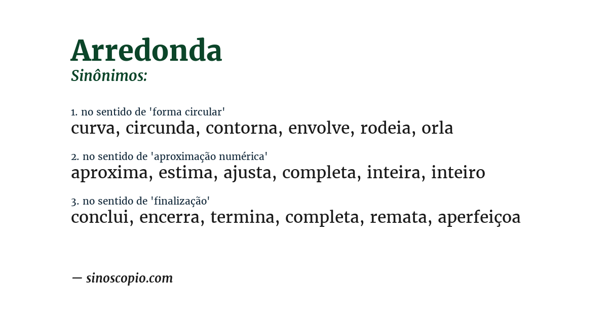 Sinônimo de arredonda