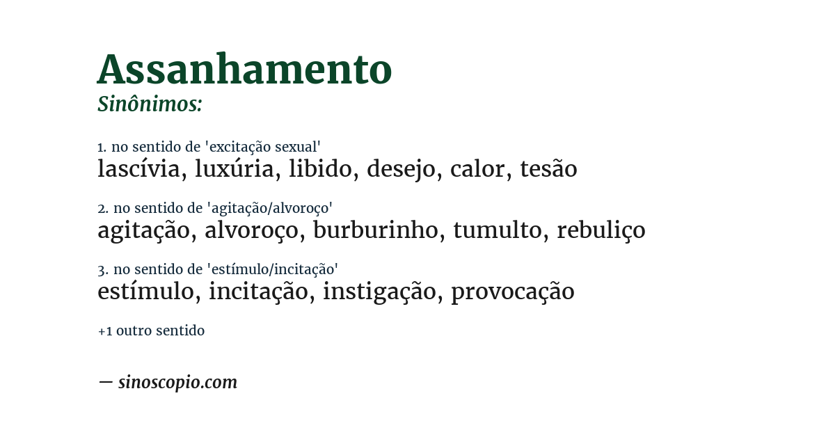 Sinônimo de assanhamento