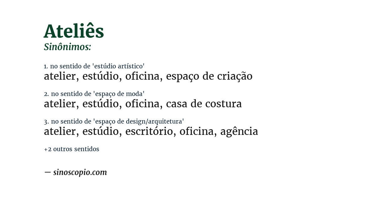 Sinônimo de ateliês