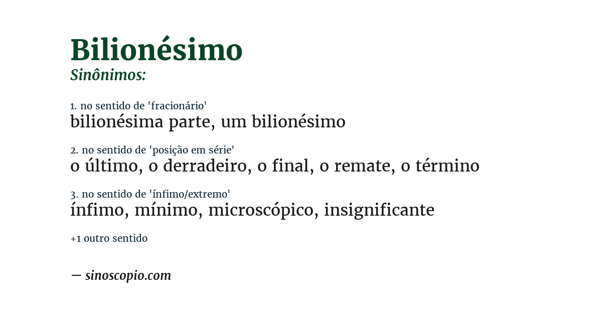 Sinônimo de bilionésimo