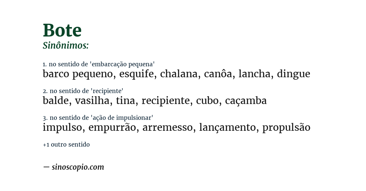 Sinônimo de bote