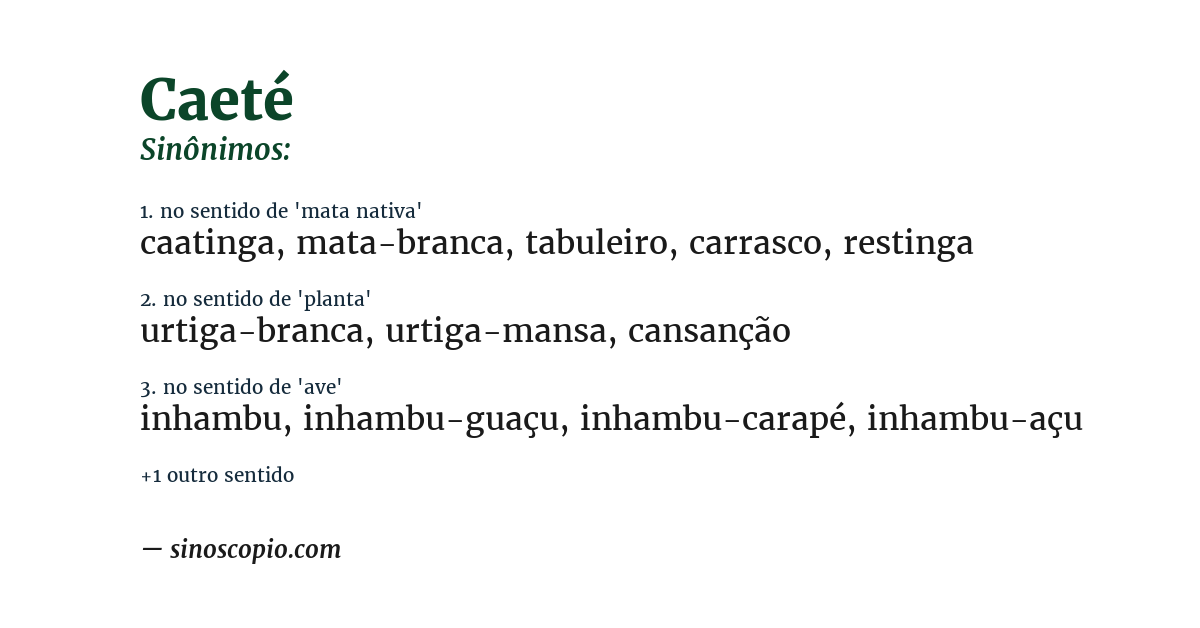 Sinônimo de caeté