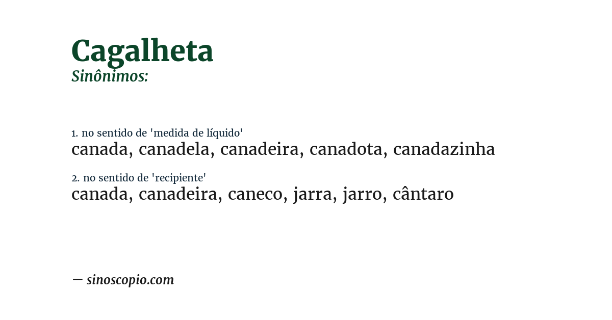 Sinônimo de cagalheta