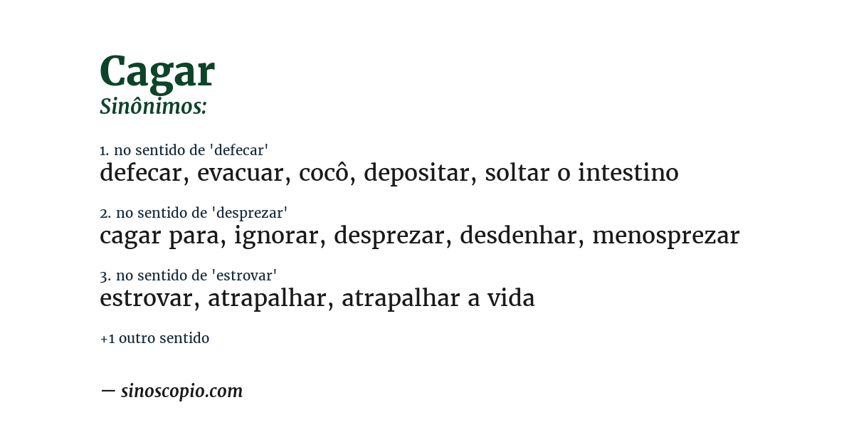 Sinônimo de cagar