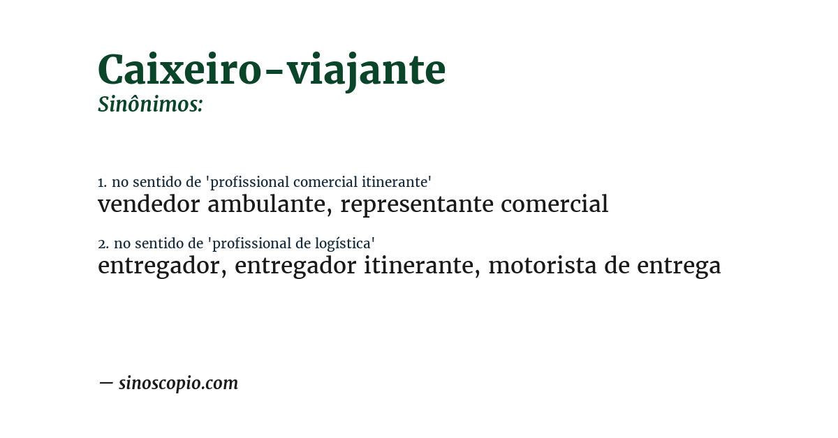Sinônimo de caixeiro-viajante