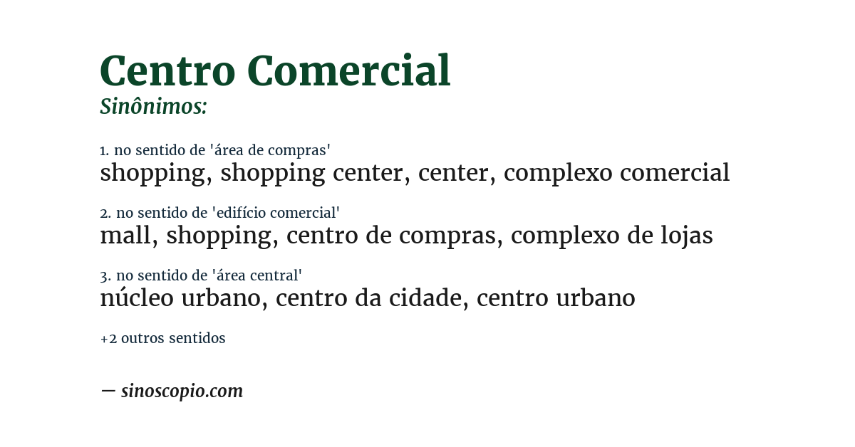 Sinônimo de centro comercial