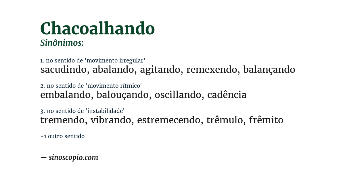Sinônimo de chacoalhando