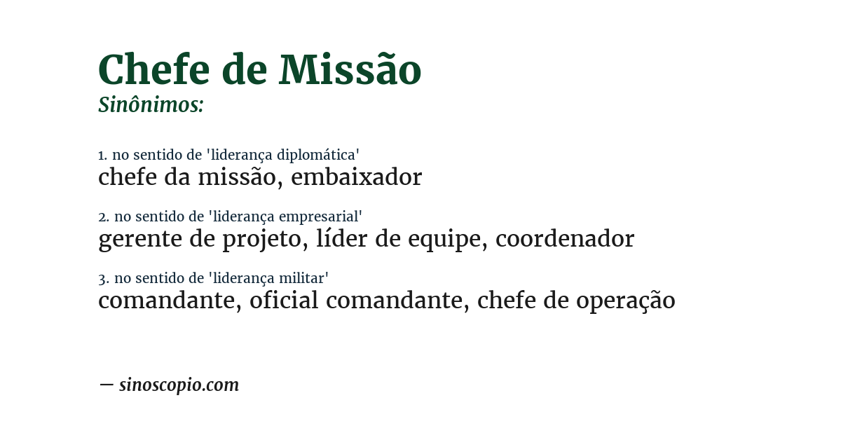 Sinônimo de chefe de missão