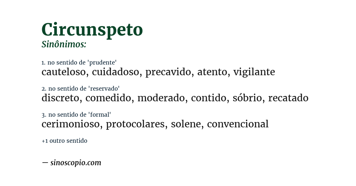 Sinônimo de circunspeto