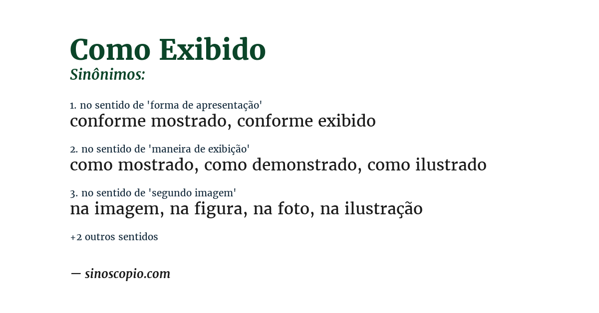 Sinônimo de como exibido