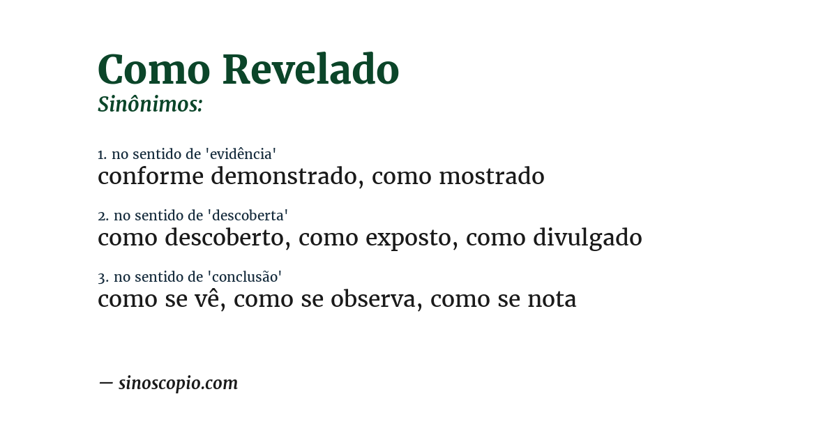Sinônimo de como revelado