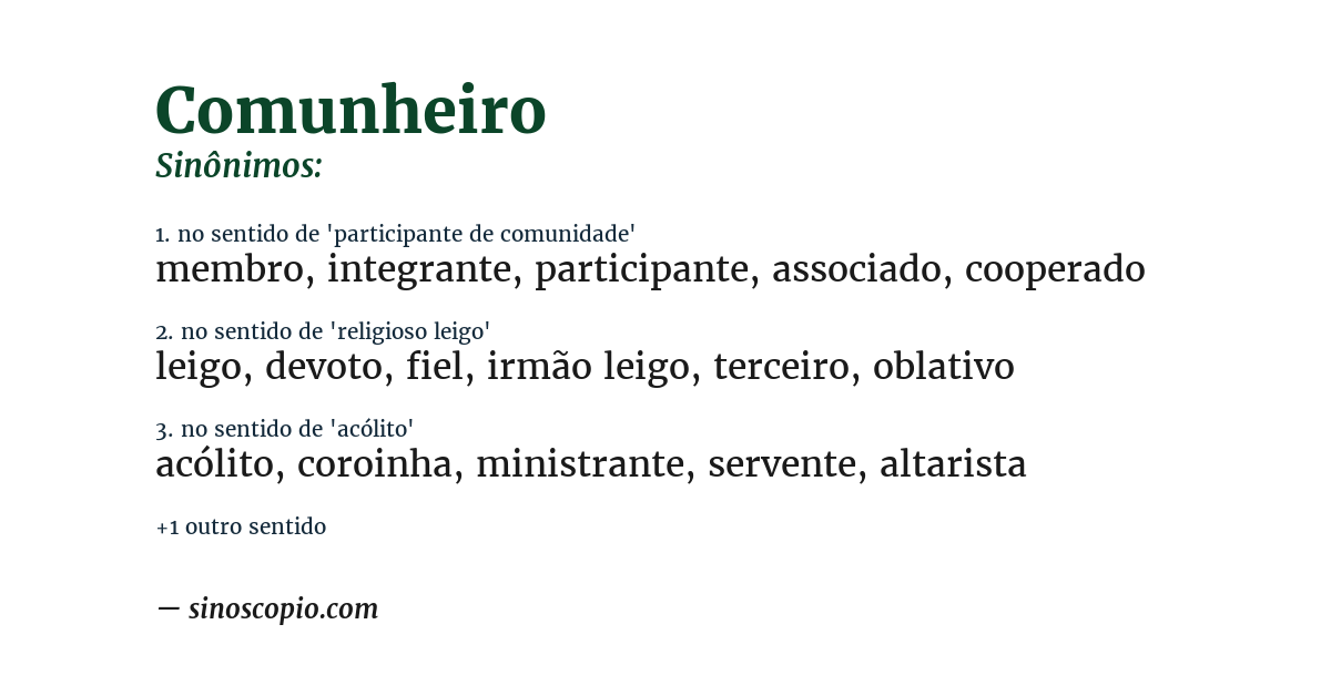 Sinônimo de comunheiro