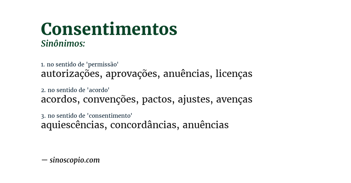 Sinônimo de consentimentos