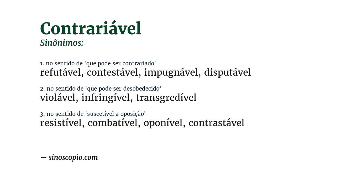 Sinônimo de contrariável