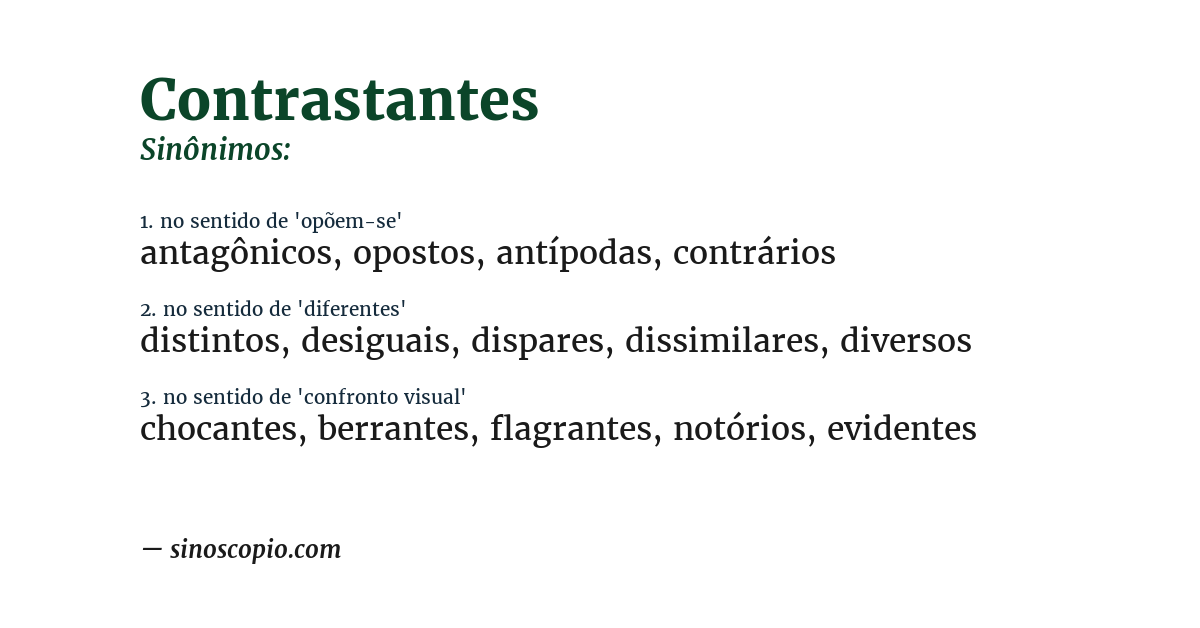 Sinônimo de contrastantes