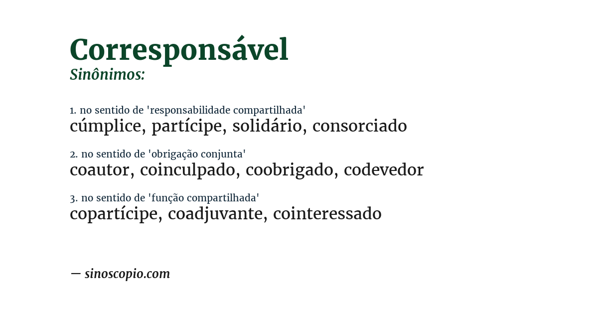 Sinônimo de corresponsável