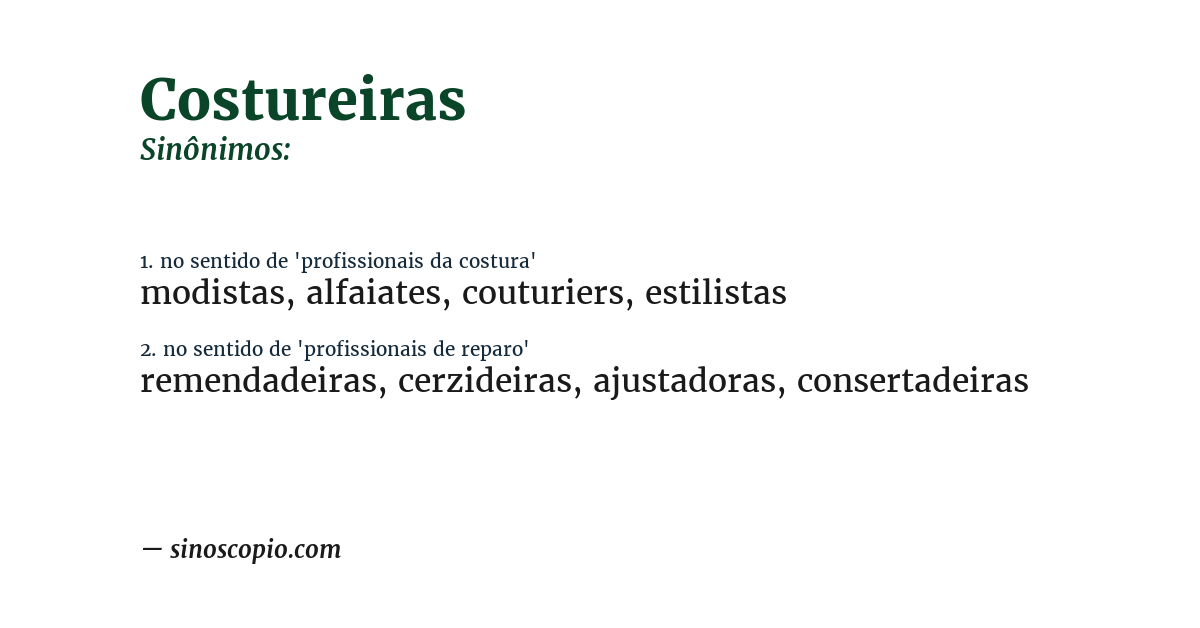 Sinônimo de costureiras