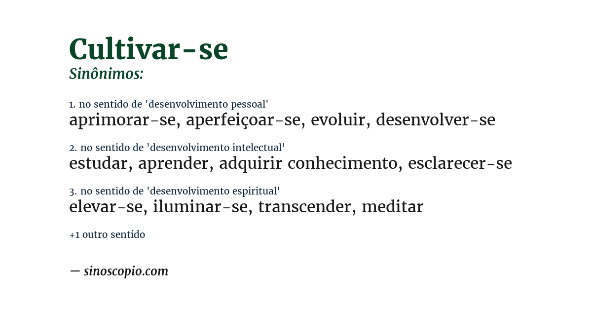 Sinônimo de cultivar-se