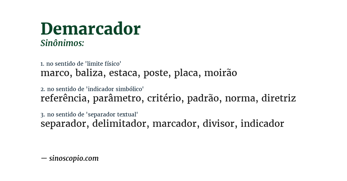 Sinônimo de demarcador