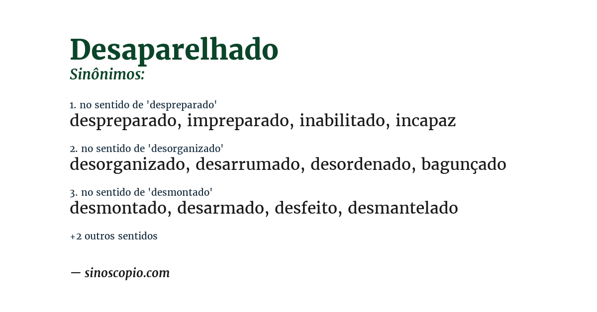 Sinônimo de desaparelhado