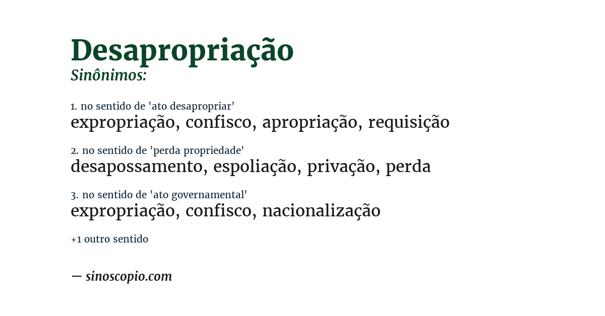 Sinônimo de desapropriação