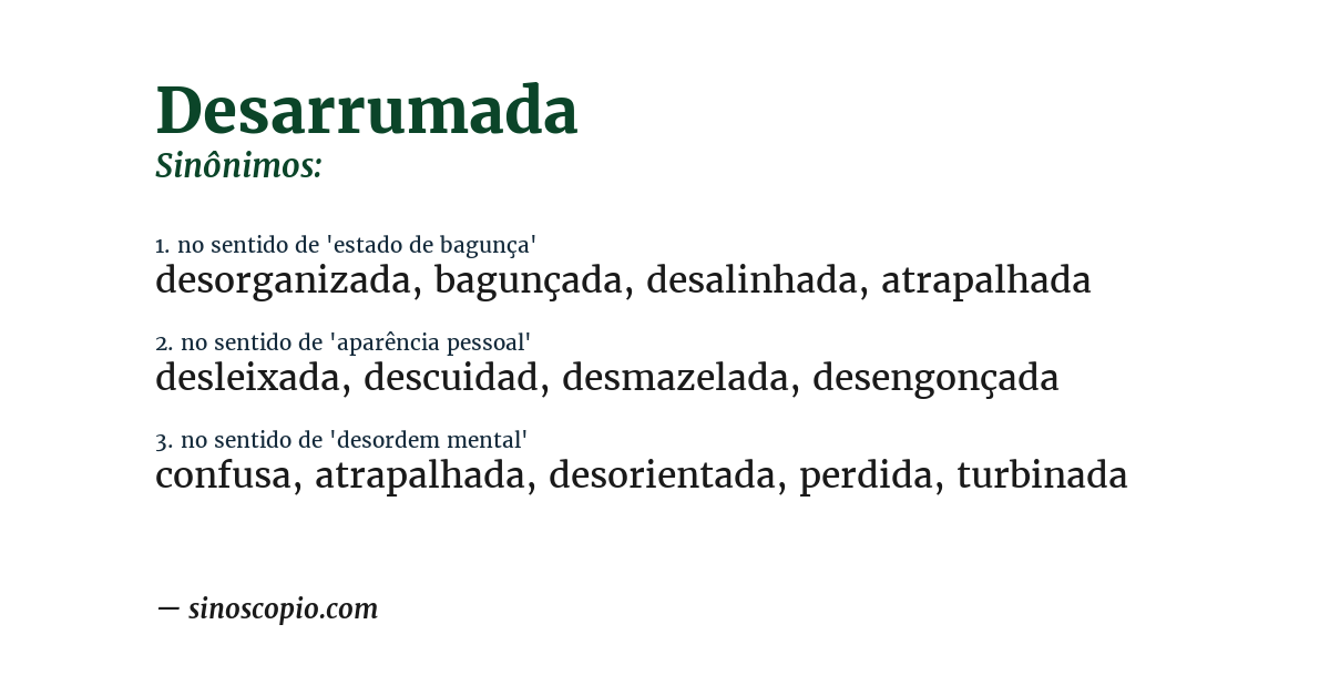 Sinônimo de desarrumada