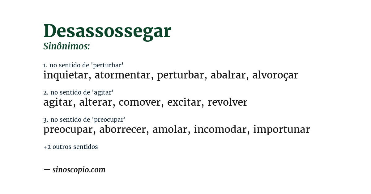Sinônimo de desassossegar