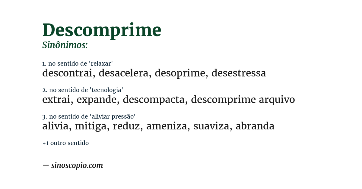 Sinônimo de descomprime